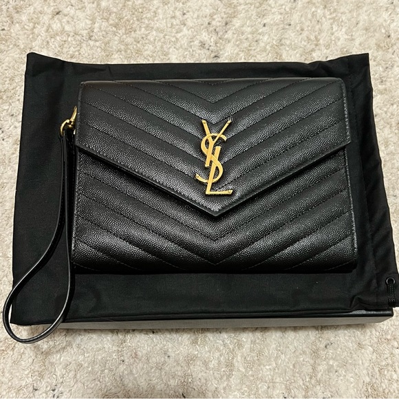 YSL Clutch - Monogram Saint Laurent Matelassé Clutch Pouch - Picture 1 of 9